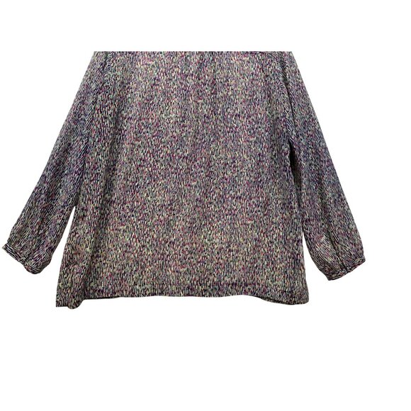 Liz Claiborne Womens Long Sleeve Sheer Blouse XL Colorful Multicolored - Picture 11 of 13